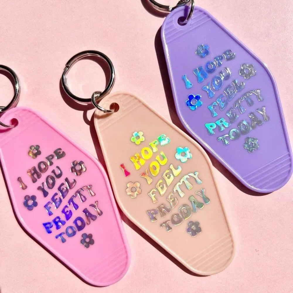 Positive Affirmations Keychain in Pink Reflective 3M